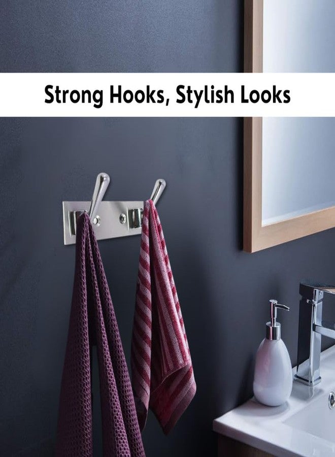 REDON Delux Stainless Steel 2 Pin Cloth Hanger Wall Mounted Bathroom Cloth Hanger,Coth Wall Hook,Door Hooks Rail for Hanging Keys and Clothes (Pack of 3) - Image 4